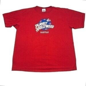 Planet Hollywood Mens Graphic T-Shirt Nashville Red Blue Made In USA Size XL